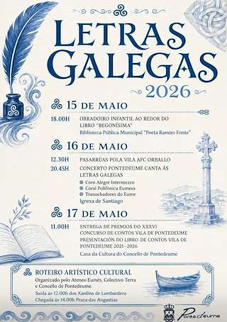 Fechas, información, programa, cartel, imágenes, mapa y ubicación de Letras Galegas  (2026)  en  Pontedeume