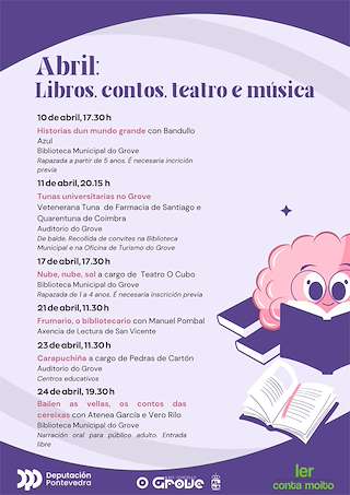 Fechas, información, programa, cartel, imágenes, mapa y ubicación de Libros, Contos, Teatro e Música (2026) en O Grove