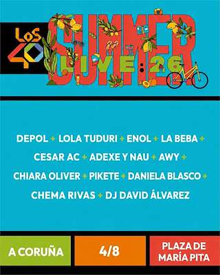 Fechas, información, programa, cartel, imágenes, mapa y ubicación de Los 40 Summer Live (2026)  en  A Coruña