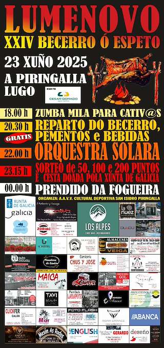Fechas, información, programa, cartel, imágenes, mapa y ubicación de Lumenovo - XXIV Festa do Becerro ó Espeto   en  Lugo