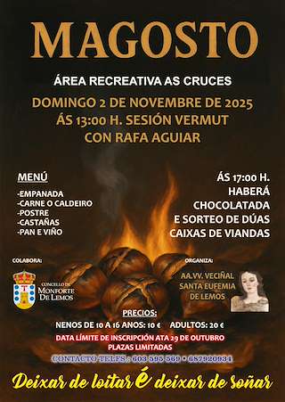 Fechas, información, programa, cartel, imágenes, mapa y ubicación de Magosto da Área Recreativa As Cruces (2025)  en  Monforte de Lemos