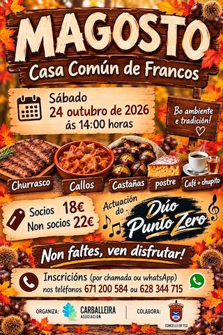 Fechas, información, programa, cartel, imágenes, mapa y ubicación de Magosto da Casa Común de Francos (2026)  en  Teo