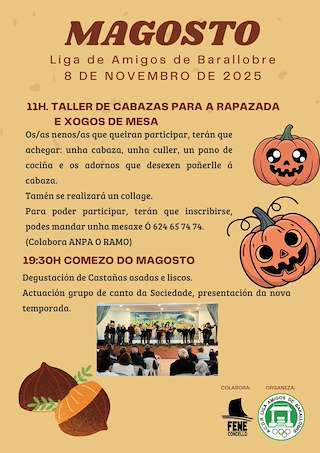 Fechas, información, programa, cartel, imágenes, mapa y ubicación de Magosto da Liga de Amigos de Barallobre (2025) en Fene