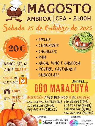 Fechas, información, programa, cartel, imágenes, mapa y ubicación de Magosto de Ambroa (2025)  en  Irixoa