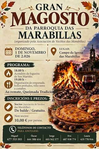 Fechas, información, programa, cartel, imágenes, mapa y ubicación de Magosto de As Marabillas (2026)  en  Cartelle