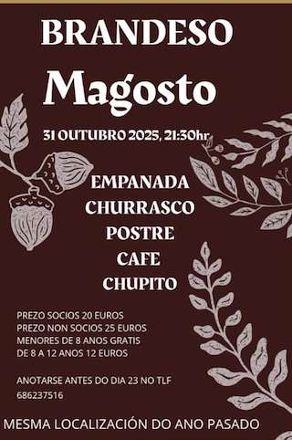 Fechas, información, programa, cartel, imágenes, mapa y ubicación de Magosto de Brandeso (2025)  en  Arzúa