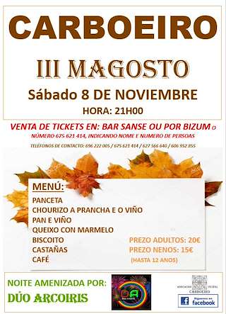 Fechas, información, programa, cartel, imágenes, mapa y ubicación de III Magosto de Carboeiro (2025) en Silleda