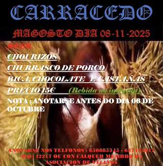 Fechas, información, programa, cartel, imágenes, mapa y ubicación de Magosto de Carracedo (2025) en A Peroxa