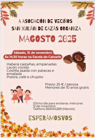 Fechas, información, programa, cartel, imágenes, mapa y ubicación de Magosto de Cazás (2025)  en  Xermade
