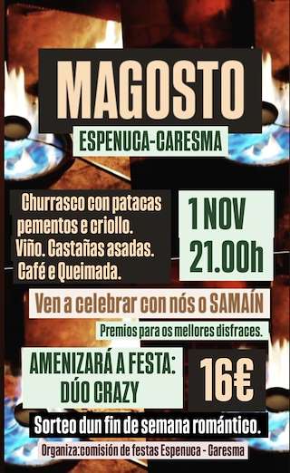 Fechas, información, programa, cartel, imágenes, mapa y ubicación de Magosto de Espenuca - Caresma  en  Coirós