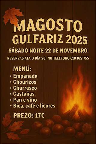 Fechas, información, programa, cartel, imágenes, mapa y ubicación de Magosto de Gulfariz (2025)  en  A Peroxa