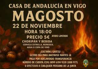 Fechas, información, programa, cartel, imágenes, mapa y ubicación de Magosto de la Casa de Andalucía (2025) en Vigo