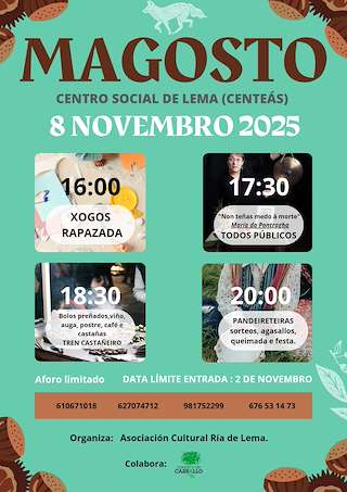 Fechas, información, programa, cartel, imágenes, mapa y ubicación de Magosto de Lema (2025) en Carballo
