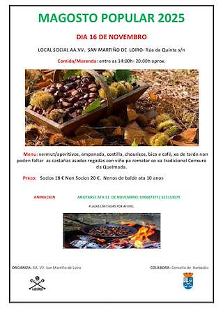 Fechas, información, programa, cartel, imágenes, mapa y ubicación de Magosto de Loiro (2025)  en  Barbadás