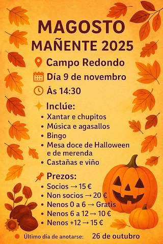 Fechas, información, programa, cartel, imágenes, mapa y ubicación de Magosto de Mañente (2025) en Pantón