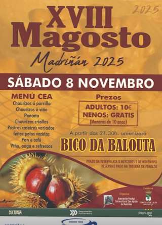 Fechas, información, programa, cartel, imágenes, mapa y ubicación de XVIII Magosto de Madriñán (2025) en Lalín