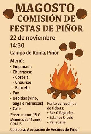 Fechas, información, programa, cartel, imágenes, mapa y ubicación de Magosto de Piñor (2025)  en  Barbadás