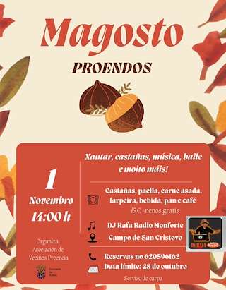 Fechas, información, programa, cartel, imágenes, mapa y ubicación de Magosto de Proendos (2025)  en  Sober