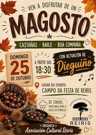 Fechas, información, programa, cartel, imágenes, mapa y ubicación de Magosto de Reiris (2026)  en  Caldas de Reis