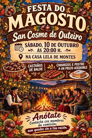 Fechas, información, programa, cartel, imágenes, mapa y ubicación de Magosto de San Cosme de Outeiro (2026)  en  Outes