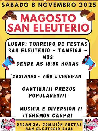 Fechas, información, programa, cartel, imágenes, mapa y ubicación de Magosto de San Eleuterio (2025) en Mos
