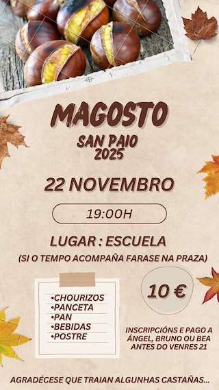 Fechas, información, programa, cartel, imágenes, mapa y ubicación de Magosto de San Paio de Arauxo (2025)  en  Lobios