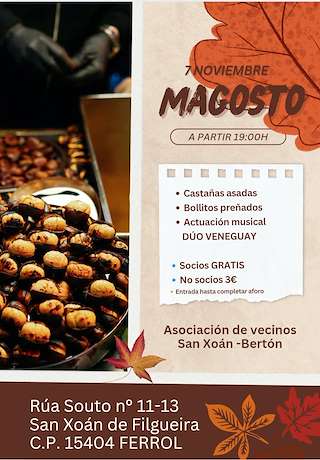 Fechas, información, programa, cartel, imágenes, mapa y ubicación de Magosto de San Xoán de Bertón  (2025)  en  Ferrol