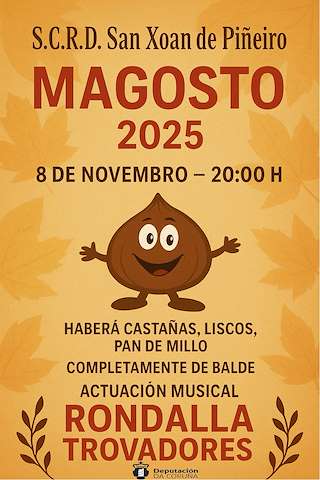 Fechas, información, programa, cartel, imágenes, mapa y ubicación de Magosto de San Xoán de Piñeiro (2025) en Mugardos