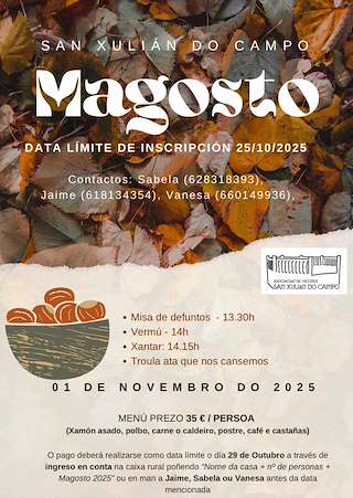Fechas, información, programa, cartel, imágenes, mapa y ubicación de Magosto de San Xulián do Campo (2025)  en  Taboada