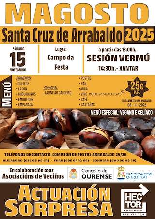 Fechas, información, programa, cartel, imágenes, mapa y ubicación de Magosto de Santa Cruz de Arrabaldo  (2025)  en  Ourense