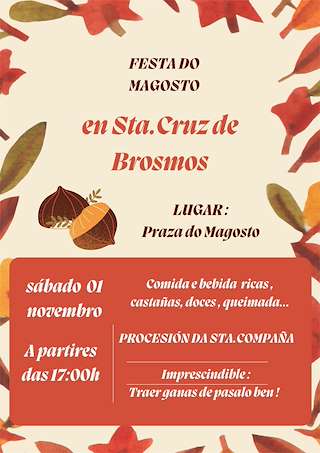 Fechas, información, programa, cartel, imágenes, mapa y ubicación de Magosto de Santa Cruz de Brosmos (2025)  en  Sober