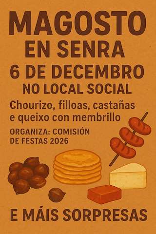 Fechas, información, programa, cartel, imágenes, mapa y ubicación de Magosto de Senra  (2025)  en  Oroso