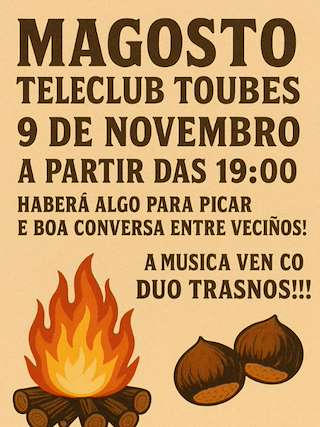 Fechas, información, programa, cartel, imágenes, mapa y ubicación de Magosto de Toubes (2025)  en  A Peroxa