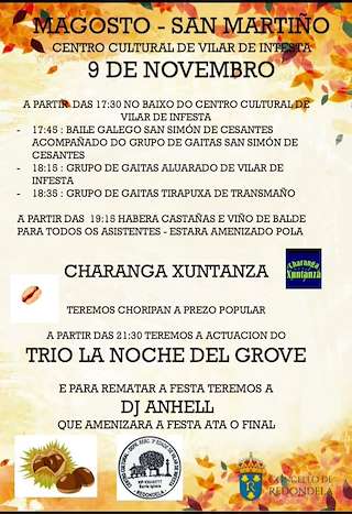 Fechas, información, programa, cartel, imágenes, mapa y ubicación de Magosto de Trasmañó  en  Redondela