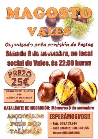 Fechas, información, programa, cartel, imágenes, mapa y ubicación de Magosto de Vales (2025)  en  San Cristovo de Cea