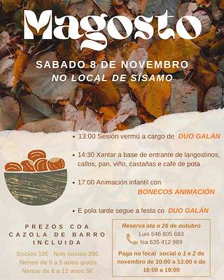 Fechas, información, programa, cartel, imágenes, mapa y ubicación de Magosto e Festa da Castaña de Sísamo (2026)  en  Carballo