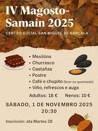 Fechas, información, programa, cartel, imágenes, mapa y ubicación de IV Magosto e Samaín de Barcala (2025)  en  A Estrada