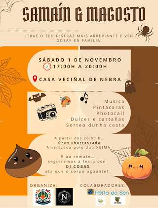 Fechas, información, programa, cartel, imágenes, mapa y ubicación de Magosto e Samaín de Nebra (2025)  en  Porto do Son