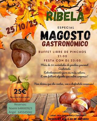 Fechas, información, programa, cartel, imágenes, mapa y ubicación de Magosto Gastronómico de Ribela (2025)  en  A Estrada
