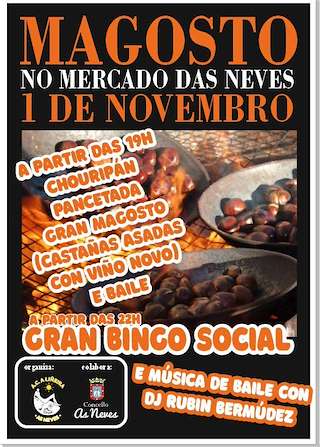 Fechas, información, programa, cartel, imágenes, mapa y ubicación de Magosto no Mercado (2025)  en  As Neves
