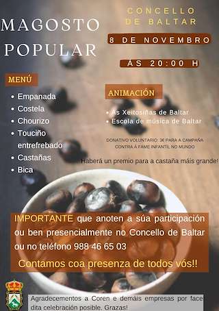 Fechas, información, programa, cartel, imágenes, mapa y ubicación de Magosto Popular (2025) en Baltar