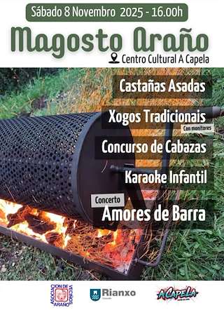Fechas, información, programa, cartel, imágenes, mapa y ubicación de Magosto Popular de Araño (2025)  en  Rianxo
