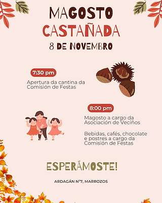 Fechas, información, programa, cartel, imágenes, mapa y ubicación de XV Magosto Popular de Marrozos (2025)  en  Santiago de Compostela