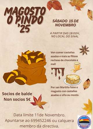 Fechas, información, programa, cartel, imágenes, mapa y ubicación de Magosto Popular de O Pindo (2025)  en  Carnota