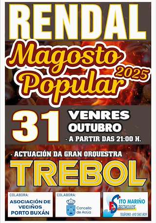 Fechas, información, programa, cartel, imágenes, mapa y ubicación de Magosto Popular de Rendal (2025)  en  Arzúa