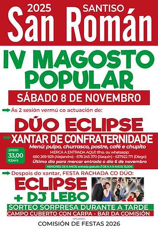 Fechas, información, programa, cartel, imágenes, mapa y ubicación de IV Magosto Popular de San Román  en  Santiso