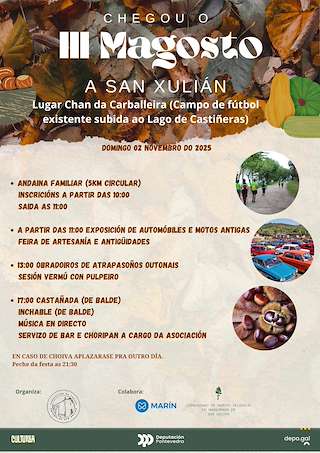 Fechas, información, programa, cartel, imágenes, mapa y ubicación de Magosto Popular de San Xulián (2025)  en  Marín