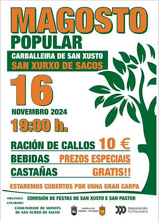 Fechas, información, programa, cartel, imágenes, mapa y ubicación de Magosto Popular de San Xurxo de Sacos  en  Cerdedo-Cotobade