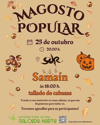 Fechas, información, programa, cartel, imágenes, mapa y ubicación de Magosto Popular e Samaín da Asociación Veciñal de Salcedo (2025)  en  Pontevedra
