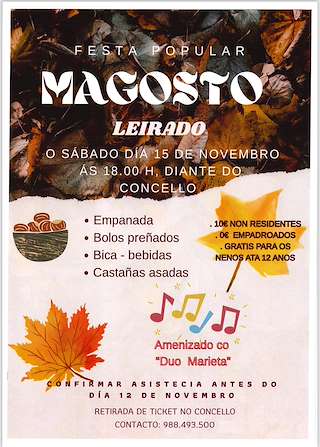 Fechas, información, programa, cartel, imágenes, mapa y ubicación de Magosto Popular  en  Quintela de Leirado